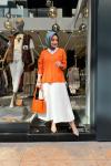 V Yaka Basic Tunik Turuncu