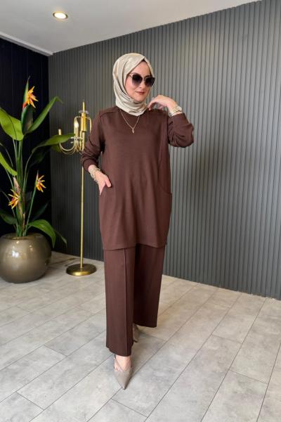 Vildan Rahat Pantolonu Takım Kahve