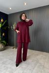 Vildane Pantolonlu Rahat Takım Bordo