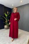 Yandan Pelerinli Şifon Elbise Bordo