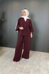 Yarasa Kol Pantolonlu Takım  Bordo