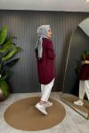 Yıldız İşlemeli Tencel Gömlek Bordo