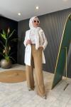 Yüksek Bel Kemerli Pantolon Camel