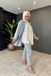 Zımba Detaylı Kot Pantolon Bebe Mavisi