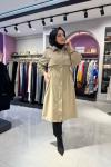Varaklı Bel Büzgülü Mont Camel