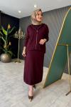 Luna 3lü Etekli Bambu Takım Bordo