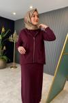Luna 3lü Etekli Bambu Takım Bordo