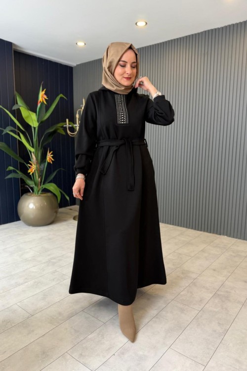 Zımba Taş Detaylı Oysho Elbise Siyah