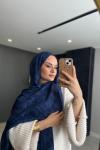 Orhan Jakar Desenli Şal Lacivert