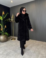 Yaka Kürk Detaylı Kaban Siyah