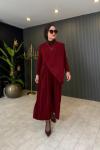 Lazer Kesim Rahat Tiril Takım Bordo