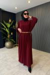 Yarasa Kol Sandy Elbise Bordo