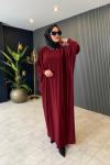 Yarasa Kol Sandy Elbise Bordo