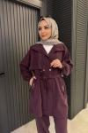 Aksesuar Detaylı Tensel Pantolon Takım Bordo