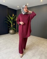 Selen Rahat Pantolon Takım Bordo