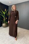Toka Detaylı Fermuarlı Kap Kahverengi