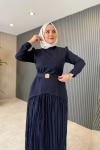 Eteği Kıraşlı Elbise Lacivert