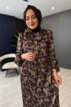 Etnik Desen Olivia Elbise Siyah