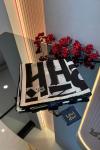 Harf Baskılı Twill İpek Eşarp Siyah