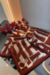 Harf Baskılı Twill İpek Eşarp Bordo