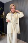 Cebi İşleme Detaylı Denim Ceket-Gömlek Sarı