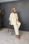 Bol Paça Denim Pantolon Sarı