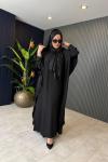 Broş Detaylı Dubai Elbise Siyah