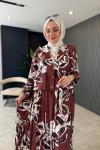 Önden Çıtçıtlı Eteği Kraşlı Begonvil Takım Bordo