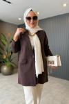 Tencel Lycell Blazer Ceket  Kahverengi