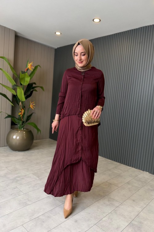 Bahar Etekli Takım Bordo