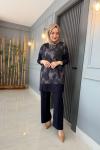 Esra Batik Pantolon Takım  Lacivert