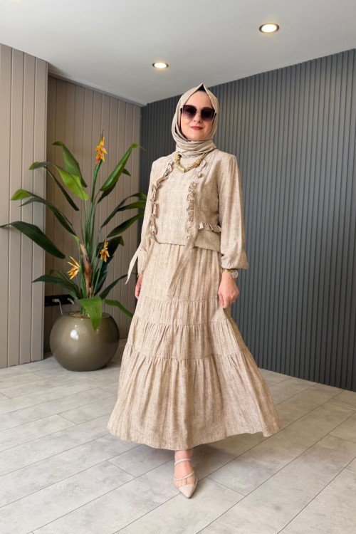 Beyza Etekli Takım Bej