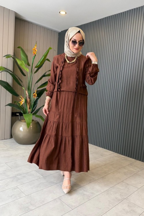 Beyza Etekli Takım Kahverengi