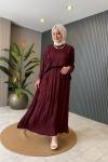Suna İpek Etekli Takım  Bordo