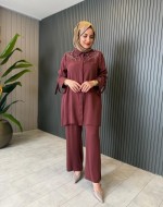 Güliz Pantolon Takım Bordo