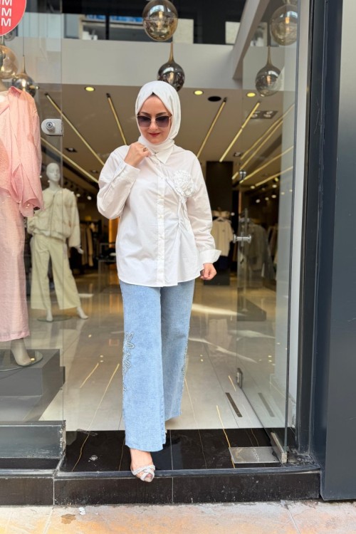 Çiçek Jean Bebe Mavisi