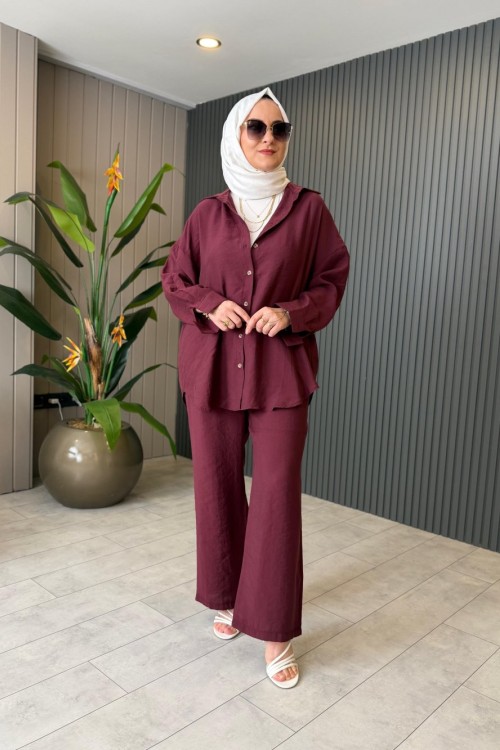 Dicle Pantolon Takım Bordo