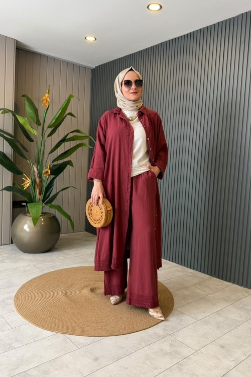 Balkız Pantolon Takım Bordo