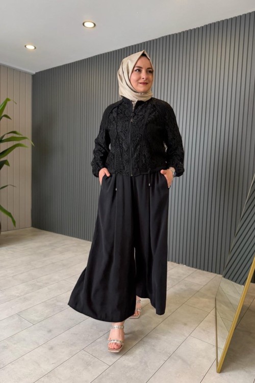 Hüma Etek Pantolon  Siyah