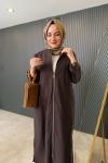 Fermuarlı Oversize Kap Kahve