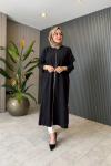 Fermuarlı Oversize Kap Siyah