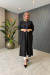 Fermuarlı Oversize Kap Siyah
