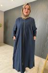 Fermuarlı Oversize Kap Lacivert