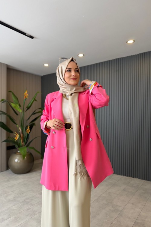 İdil Krep Ceket Pembe