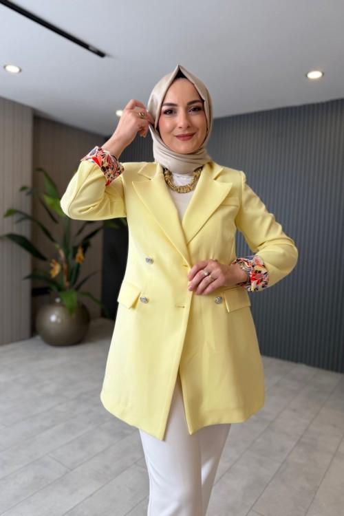 İdil Krep Ceket Sarı
