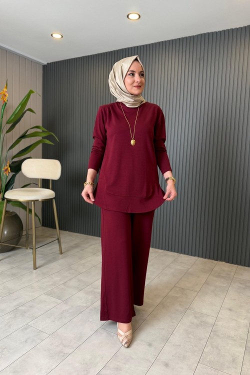 Umay Pantolonlu Takım Bordo