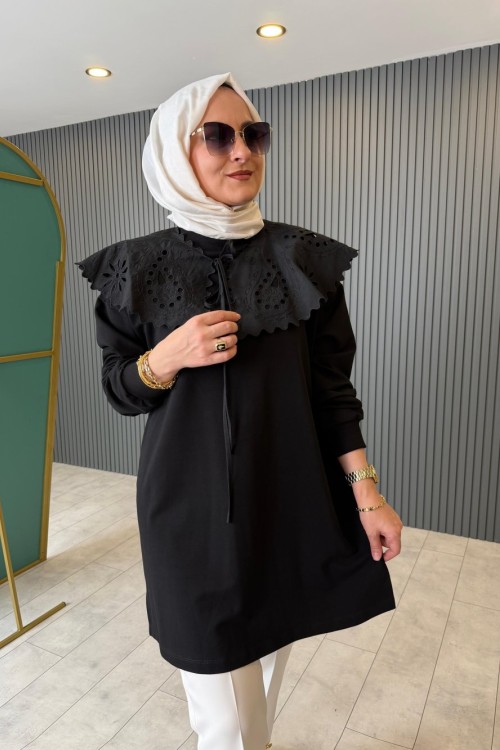 Fisto Detaylı Tunik Siyah
