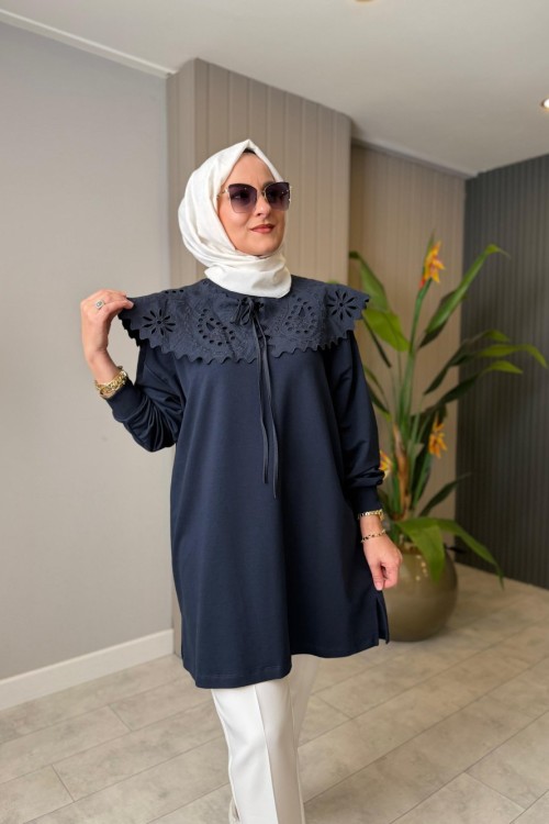 Fisto Detaylı Tunik Lacivert