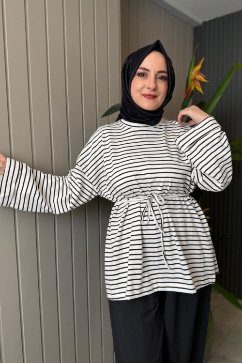 Çizgili Tunik  Kahve