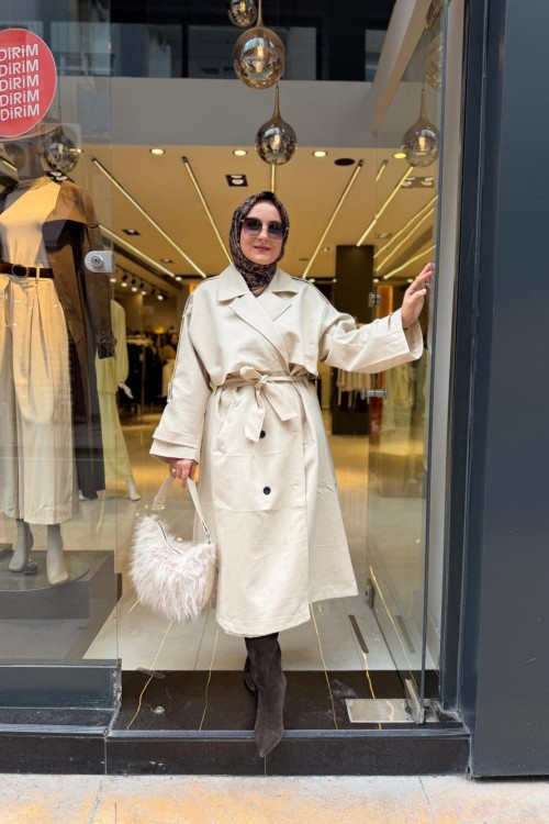 Oversize STD Trençkot Bej